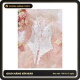 (Che Tên) Bodysuit Ren Hoa Xẻ Ngực Sexy Gợi Cảm Đồ Ngủ Liền Thân - N940 Trắng Chuẩn Auth