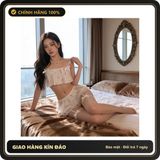 (Che Tên) Bộ Ngủ Sexy 2s Phối Ren Croptop Tôn Dáng Quyến Rũ Đồ Ngủ Lụa Hoa Nhí Kèm Đai Choker Nơ Đáng Yêu Gợi Cảm - N239 Cao Cấp Bảo Đảm