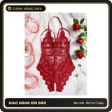 (Che Tên) Bodysuits Đồ Lót Liền Thân Xẻ Đáy Ren Hoa Sexy Quyến Rũ Áo Ngủ 1 Mảnh Phối Dây Ngực Gợi Cảm - N906 Đỏ Cao Cấp Bảo Đảm