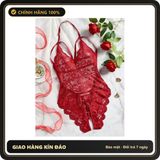 (Che Tên) Bodysuits Đồ Lót Liền Thân Xẻ Đáy Ren Hoa Sexy Quyến Rũ Áo Ngủ 1 Mảnh Phối Dây Ngực Gợi Cảm - N906 Đỏ Cao Cấp Bảo Đảm