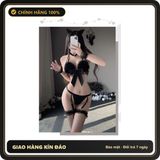 (Che Tên) Đồ Cosplay Miêu Nữ Có Đuôi Kèm Đai garter Đáng Yêu Quyến Rũ Đồ Lót Bé Mèo Bông Dễ Thương Gợi Cảm - N533 Đen Cao Cấp Bảo Đảm