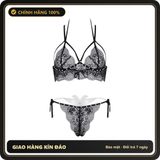 (Che Tên) Đồ Lót Nữ Ren Xuyên Thấu Đính Hạt Đáng Yêu Quyến Rũ Set Nội Y Lingerie Cột Dây Gợi Cảm Ngọt Ngào - T368 Đen - Hàng Mới Về