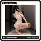 (Che Tên) Váy Ngủ Lưới Xuyên Thấu Hoa Hồng Dài Tay Quyến Rũ Đáng Yêu Bodystocking Cosplay Ôm Body Tôn Dáng Gợi Cảm - N977 Trắng Hỗ Trợ 24/7