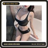 (Che Tên) Đồ Lót Nữ Ôm Dáng Tập Thể Thao Yoga Siêu Xinh Đáng Yêu Set Đồ Ngủ Rroptop Mặc Nhà Quyến Rũ Gọi Cảm - N152 Đen Chuẩn Auth