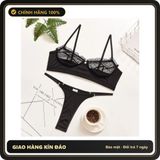 (Che Tên) Bộ Đồ Lót Ren Bèo Chấm Bi Cực Xinh Quyến Rũ Set Nội Y Nữ Lưới Đáng Yêu Gợi Cảm - T337 Đen Hộp Trắng Kín