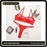 (Che Tên) Bộ Đồ Lót Ren Bèo Chấm Bi Set Nội Y Nữ Lưới - T337 Đỏ Bảo Mật Tuyệt Đối