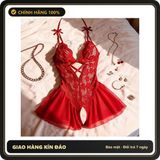 (Che Tên) Đồ Ngủ Jumpsuit Nữ Liền Thân Xuyên Thấu Khoét Đáy Gợi Cảm Xinh Xắn Bodysuit Liền Váy Đáng Yêu Tinh Tế - N514 Đỏ Cao Cấp Bảo Đảm