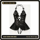 (Che Tên) Đồ Ngủ Jumpsuit Nữ Liền Thân Xuyên Thấu Khoét Đáy Bodysuit - N514 Đen Hỗ Trợ 24/7