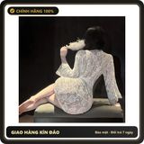 (Che Tên) Áo Choàng Ngủ Ren Hoa Xuyên Thấu Dài Tay Gợi Cảm Cuốn Hút Áo Khoác Tắm Có Đai Cột Lưng Sexy Quyến Rũ - N138 Chuẩn Auth