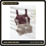 (Che Tên) Áo Lót Bra Cotton Gân Phối Ren Xẻ Ngực Xinh Gợi Cảm Áo Yếm Không Gọng Tập Gym Yoga Mềm Mại Tinh Tế - T369 Hộp Trắng Kín
