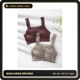 (Che Tên) Áo Lót Bra Cotton Gân Phối Ren Xẻ Ngực Xinh Gợi Cảm Áo Yếm Không Gọng Tập Gym Yoga Mềm Mại Tinh Tế - T369 Hộp Trắng Kín