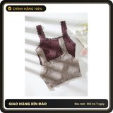 (Che Tên) Áo Lót Bra Cotton Gân Phối Ren Xẻ Ngực Xinh Gợi Cảm Áo Yếm Không Gọng Tập Gym Yoga Mềm Mại Tinh Tế - T369 Hộp Trắng Kín