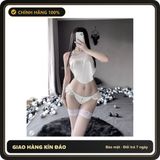 (Che Tên) Set Đồ Ngủ Lụa Hở Lưng Quyến Rũ Dễ Thương Áo Ngủ Yếm- N114 Trắng Cao Cấp Bảo Đảm