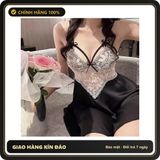 (Che Tên) Váy Ngủ Lụa Sexy Phối Ren Hoa Nhí Gợi Cảm Sang Chảnh Đầm Mặc Nhà 2 Dây Dáng Xoè Đáng Yêu Quyến Rũ - N285 Đen Hộp Trắng Kín