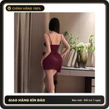 (Che Tên) Đầm Ngủ Lụa Sexy Cột Dây Hông Gợi Cảm Sang Trọng Váy Ngủ Tiểu Thư Mặc Nhà Ôm Body Tôn Dáng Quyến Rũ – N203 Tím Hộp Trắng Kín