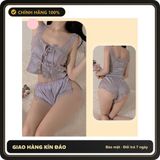 (Che Tên) Bộ Ngủ Sexy Lụa 2 Dây Phối Ren Gợi Cảm Cao Cấp Set Bộ Pijama Nữ Có Nút Cài Mặc Nhà Quyến Rũ Đáng Yêu - N213 Tím - Hàng Mới Về