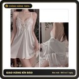 (Che Tên) Váy Ngủ Lụa Sexy Phối Ren Hoa Gợi Cảm Tinh Tế Đầm Thức 2 Dây Chéo - N136 Trắng Bảo Mật Tuyệt Đối
