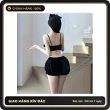 (Che Tên) Bộ Đồ Ngủ Bé Thỏ Bông Dễ Thương Gợi Cảm Set Cosplay Cinnamoroll Mặc Nhà 3 Màu Siêu Sexy Đáng Yêu - N187 Đen Giao Nhanh Toàn Quốc