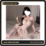 (Che Tên) Váy Ngủ Sexy Cánh Tiên Ren Hoa Có Gọng Kèm Garter Nịt Tất Áo Corset Định Hình- N820 Trắng Cao Cấp Bảo Đảm