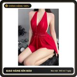 (Che Tên) Váy Ngủ Sexy Ren Xuyên Thấu Cổ Yếm Gợi Cảm Đáng Yêu Đầm Tiểu Thư Mặc Nhà Quyến Rũ Dễ Thương - N128 Đỏ Giao Nhanh Toàn Quốc