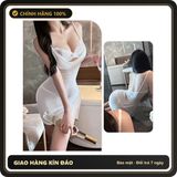 (Che Tên) Váy Ngủ 2 Dây Ren Mềm Mịn Xẻ Tà Hông Đầm Body Quảng Châu Mặc Nhà Kèm Chip Xinh - N185 Trắng Hộp Trắng Kín