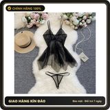 (Che Tên) Bộ Đồ Váy Ngủ Nữ Sexy Ren Đuôi Cá Xuyên Thấu Gợi Cảm Đầm 2 Dây Kèm Quần Lót Lọt Khe Siêu Quyến Rũ - N118 Đen Chuẩn Auth
