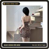(Che Tên) Váy Ngủ Body Sexy Da Beo Đính Nơ Thun Mềm Mại Gợi Cảm Đầm 2 Dây Mặc Nhà Họa Tiết Vân Báo Xẻ Tà Quyến Rũ - N253 Hỗ Trợ 24/7