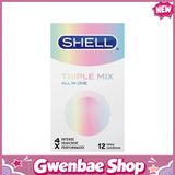 Shell Triple Mix - Bao cao su siêu mỏng mát lạnh có gân gai, hộp 12 cái - Gwen Shop Chính Hãng
