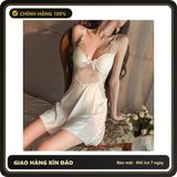 (Che Tên) Váy Ngủ Lụa Cao Cấp Có Mút Ngực Phối Ren Sexy Gợi Cảm Đầm Thức - N160 Trắng Hộp Trắng Kín