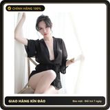 (Che Tên) Áo Choàng Ngủ Sexy Voan Mỏng Phối Ren Cao Cấp Set Ngủ Nữ Tay Dài Kèm Chip Gợi Cảm - N132 Đen - Hàng Mới Về