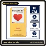 (Che Tên) Bao Cao Su Masculan Gold Mỏng Trơn Hương Vani Của Đức H10 Hộp Trắng Kín
