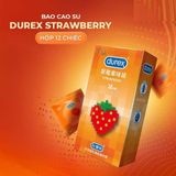 Bao cao su Durex Strawberry - Hương dâu, 56mm - Hộp 12 cái - Gwen Shop Chính Hãng