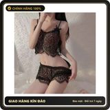 Đồ Ngủ Nữ Mỏng Áo 2 Dây Xuyên Thấu N106 Đen chính hãng - phối ren, freesize, chất vải mềm mát - giao hàng che tên kín đáo