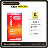 (Che Tên) Bao Cao Su Oleo Lampo Long Shock 4 in 1 Hộp 12 – Cảm Giác Mới Lạ, Thăng Hoa Mỗi Cuộc Yêu Hộp Trắng Kín