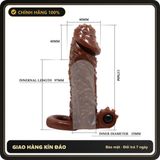 (Che Tên) Bao Cao Su Đôn Gai Rung Brave Man – Silicon Da Nâu Siêu Mềm, Tăng Kích Thước 4cm, Dây Đeo Chống Tuột & Kéo Dài Thời Quan Hệ (Hộp 1 Cái + 1 Đạn Rung). Hộp Trắng Kín