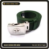 (Che Tên) Thắt Lưng Vải Dù Bộ Đội TCHC - Mặt Thép In Hình Ngôi Sao 5 Cánh, Dây Nịt Bền Bỉ Đặc Trưng Quân Đội, Màu Xanh Rêu Bảo Mật Tuyệt Đối
