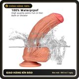 Dương Vật Giả Gân Sọc 2 Lớp Silicon chính hãng - đế hít tường, chống nước, silicone mềm mại - giao hàng che tên kín đáo