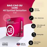 Bao Cao Su Gai CARE 48 Spotted Sensation Hương Dâu chính hãng - siêu mỏng 0.04mm, siêu mỏng, có gai nổi - giao hàng che tên kín đáo