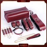 Bộ Dụng Cụ Slave PU Màu Đỏ Đô chính hãng - chất liệu an toàn cho da, dễ vệ sinh, êm ái khi dùng - giao hàng che tên kín đáo