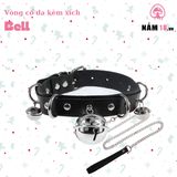 Vòng Cổ Da Bell Kèm Xích - Đồ Chơi BDSM chính hãng - chất liệu an toàn cho da, dễ vệ sinh, êm ái khi dùng - giao hàng che tên kín đáo