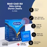 Bao Cao Su Siêu Mỏng Durex Jeans Chính Hãng Hộp 3 Cái - nhiều gel bôi trơn, ôm sát cảm giác thật, chất liệu latex an toàn - giao hàng che tên kín đáo