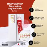 Bao Cao Su Siêu Mỏng Sagami 0.01 - Hộp 5 Cái chính hãng - ôm sát cảm giác thật, chất liệu latex an toàn, hàng nhập khẩu - giao hàng che tên kín đáo
