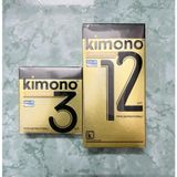 Bao cao su Kimono siêu mỏng 0.02mm, chứa vitamin B, không mùi , bôi trơn tự nhiên - Hộp 3-12c