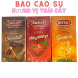 Combo 3 hộp bao cao su Sweet extrathin hương vị chuối trải nghiệm mới lạ, size 52mm, hộp 10 bao