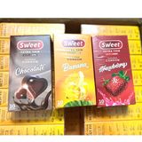 Combo 3 hộp bao cao su Sweet extrathin hương vị chuối trải nghiệm mới lạ, size 52mm, hộp 10 bao