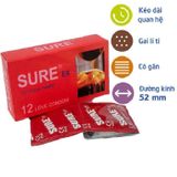Bao cao su Sure siêu mỏng, có gân, gai giúp tăng cảm giác cuộc yêu (BCS hộp 12 cái) (CHÍNH HÃNG)
