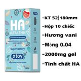 Bao cao su XTOY HA Ultra thin, siêu mỏng, siêu nhiều bôi trơn 2000mg gốc nước, hộp 10 bcs