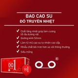 Bộ 2 hộp 20 chiếc bao cao su 001, bcs 001 đỏ truyền nhiệt, lửa băng kéo dài thời gian, size 52mm