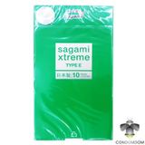 Bao cao su Sagami Xtreme Type E Green, siêu mỏng, có gai li ti, ôm sát giúp tạo cảm giác - hộp 10 cái