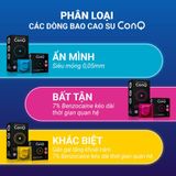 Combo 2 hộp 12 bao cao su siêu mỏng CONQ khác biệt gân gai làm tăng hưng phấn, giữ lửa cuộc yêu size 52mm